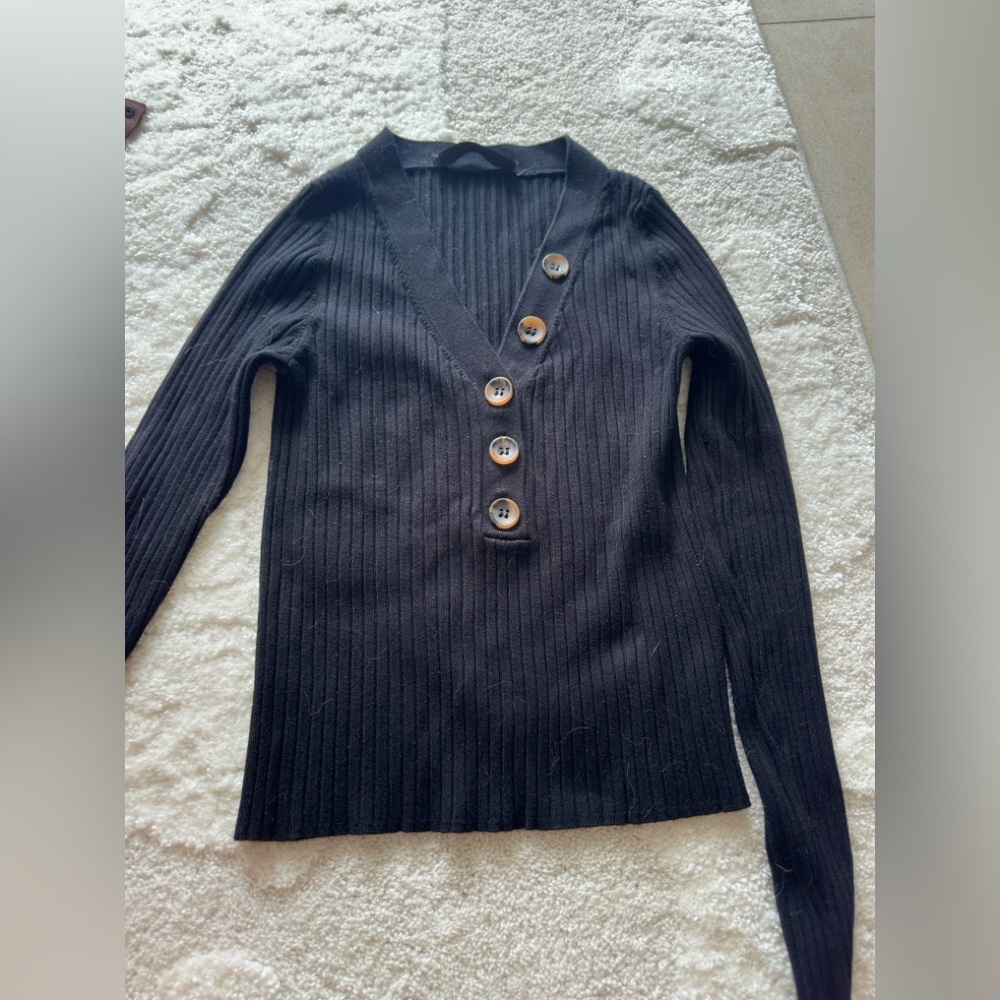 Black Ribbed Cardigan by Willy Weill